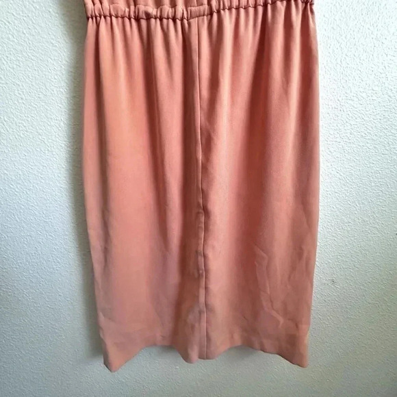 ST. JOHN | Peach Elastic Drawstring Waist Side Pocket Cap Sleeves Dress | Size 2 - Picture 7 of 10